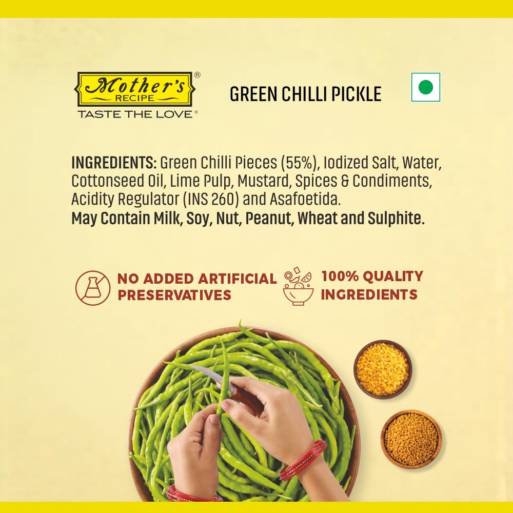 Green Chilli Pickle 500 G Bottle