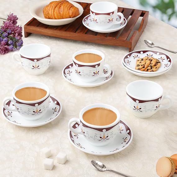 Cup Saucer22 Cl Round Sundrop Redroyal Brown 6 6 Pcs Set