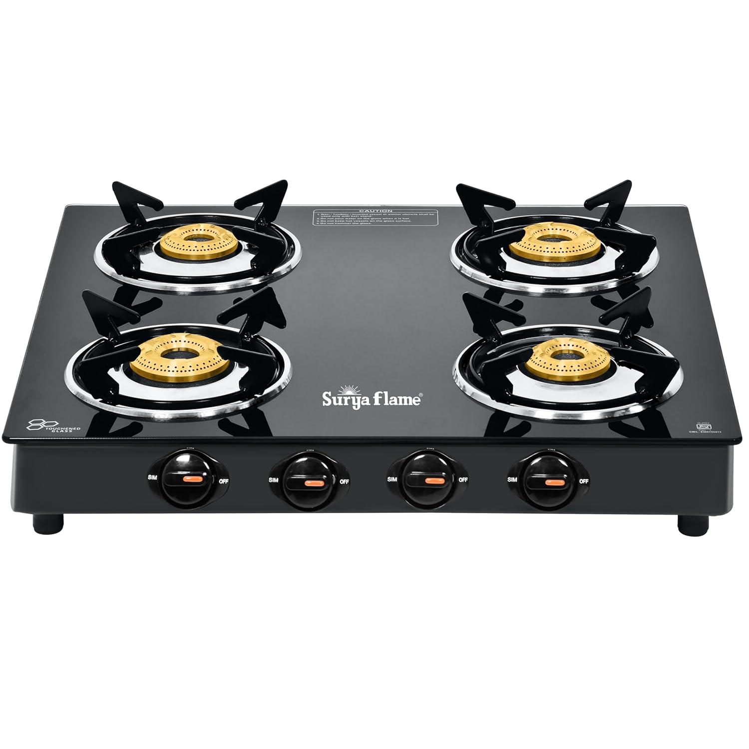 Glass Cooktop 4 Burner gas oven